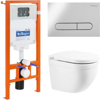 Комплект 4в1 унитаз, инсталляция, кнопка смыва, крышка-сиденье BELBAGNO