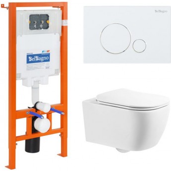 Комплект 4в1 унитаз, инсталляция, кнопка смыва, крышка-сиденье BELBAGNO
