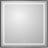Зеркало BELBAGNO SPC-KRAFT-800-800-LED-TCH-WARM-NERO в алюминиевой раме со встроенным светильником, сенсорным выключателем и подогревом, 800x32x800